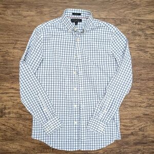 Banana Republic White and Blue Grid Shirt